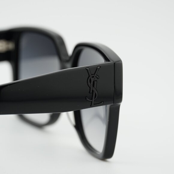 Saint Laurent SL M9 002 Sunglasses Shiny Black Square Frame, Grey Lenses main image 5